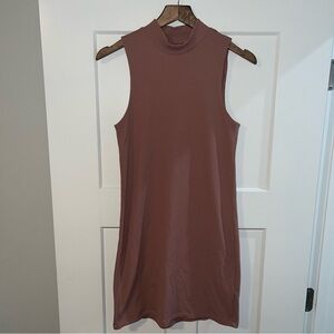 Abercrombie & Fitch Mauve Sleeveless Ribbed Dress Mauve-pink size large